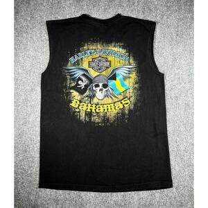 Harley Davidson Bahamas Sleeveless Tee Large Black Pirate Skull